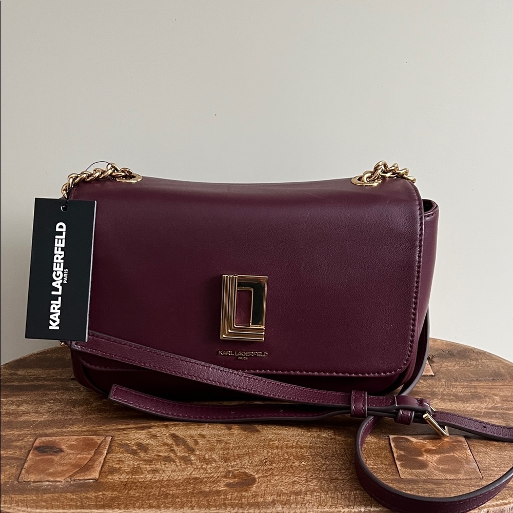 Karl Lagerfeld Paris  Leather Kosette  Bag in rich wine color